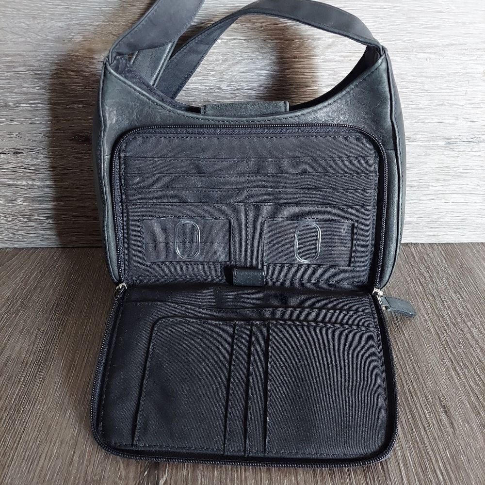 Fossil Vintge Y2K Black Leather Shoulder Bag Flap Pocket - Picture 8 of 11